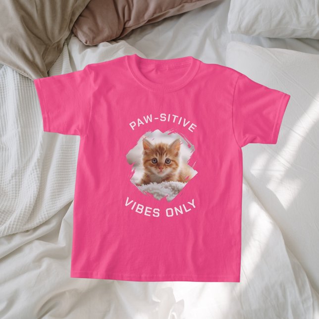 Tass-sitiva vibes endast rosa med kattfoto t shirt (Skapare uppladdad)