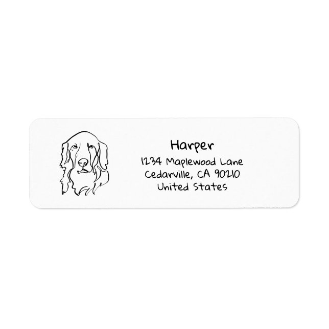 Tass-sitivt seriöst Golden Retriever Returadress Etikett (Framsidan)