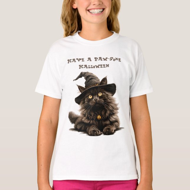 Tass-some Halloween Black Cat Witch Hat T Shirt (Framsida)