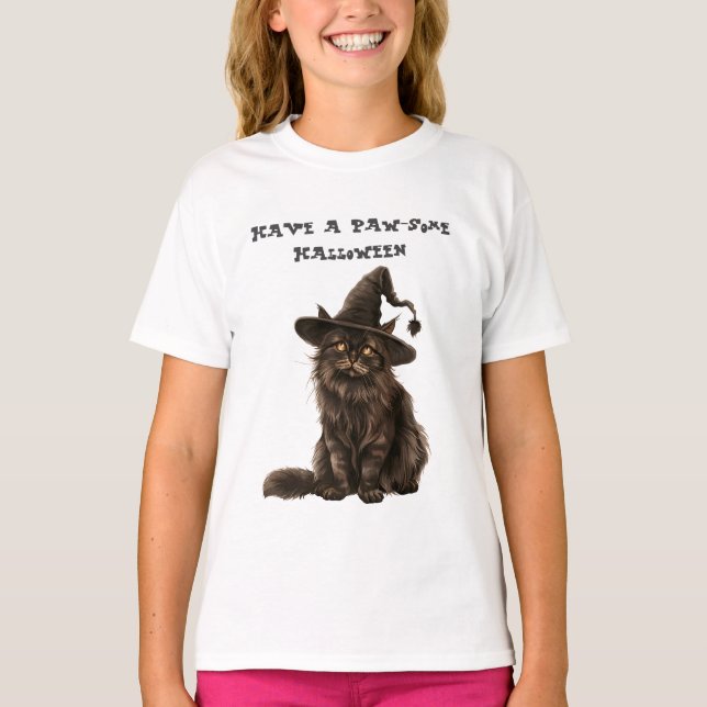 Tass-some Halloween Black Cat Witch Hat T Shirt (Framsida)