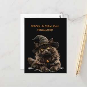 Tass-some Halloween Black Cat Witch Hat Vykort