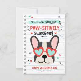 Tass-some Hund Pun Kids Classroom Valentiness Card Inbjudningar