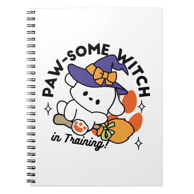 Tass-some Witch in Training - Cute Halloween Hund Anteckningsbok (Framsidan)