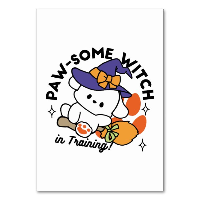 Tass-some Witch in Training - Cute Halloween Hund Bordsnummer (Framsidan)