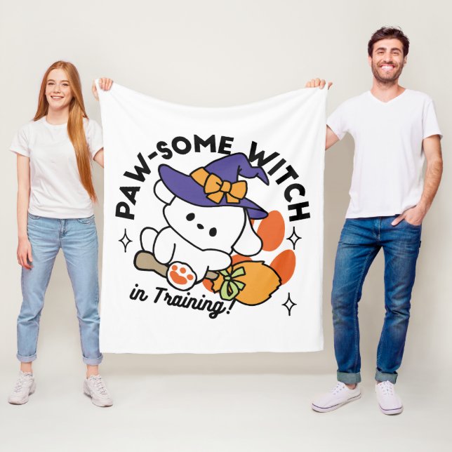 Tass-some Witch in Training - Cute Halloween Hund Fleecefilt (På plats)