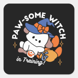 Tass-some Witch in Training - Cute Halloween Hund Fyrkantigt Klistermärke