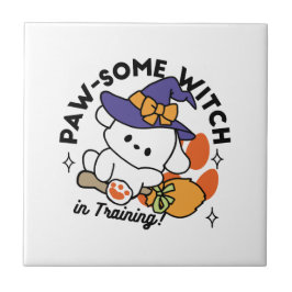 Tass-some Witch in Training - Cute Halloween Hund Kakelplatta