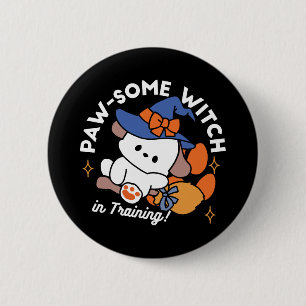 Tass-some Witch in Training - Cute Halloween Hund Knapp