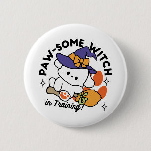 Tass-some Witch in Training - Cute Halloween Hund Knapp