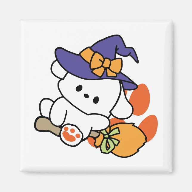 Tass-some Witch in Training - Cute Halloween Hund Magnet (Framsidan)