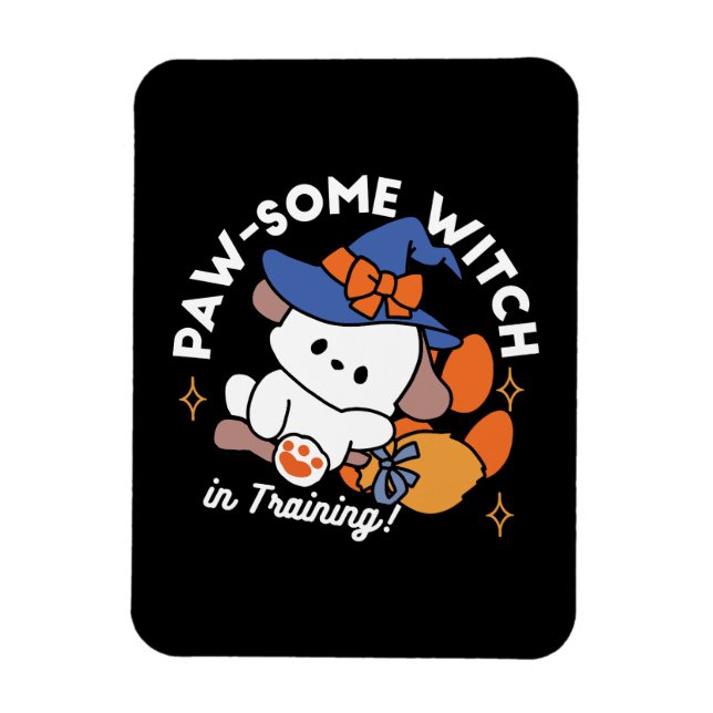 Tass-some Witch in Training - Cute Halloween Hund Magnet (Vertikal)