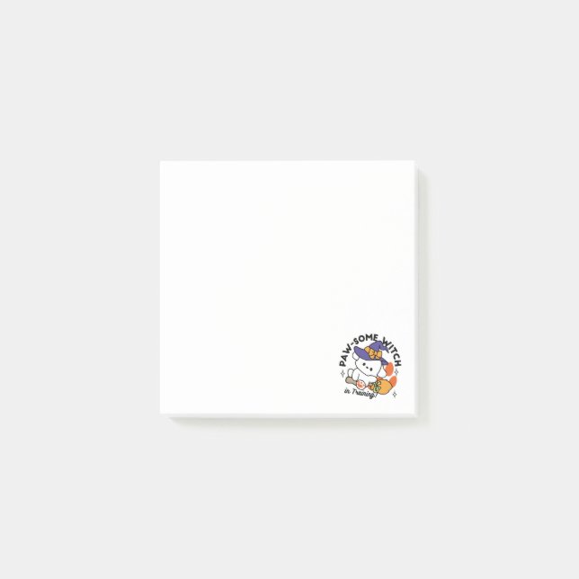 Tass-some Witch in Training - Cute Halloween Hund Post-it Block (Framsida)