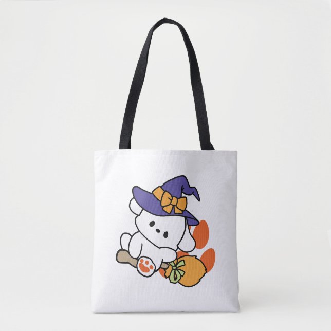 Tass-some Witch in Training - Cute Halloween Hund Tygkasse (Framsida)