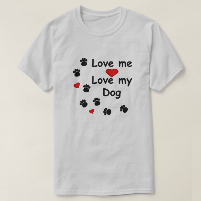 Tass spårar Kärlek Me Kärlek My Hund Hearts Manar  T-shirt (Design framsida)