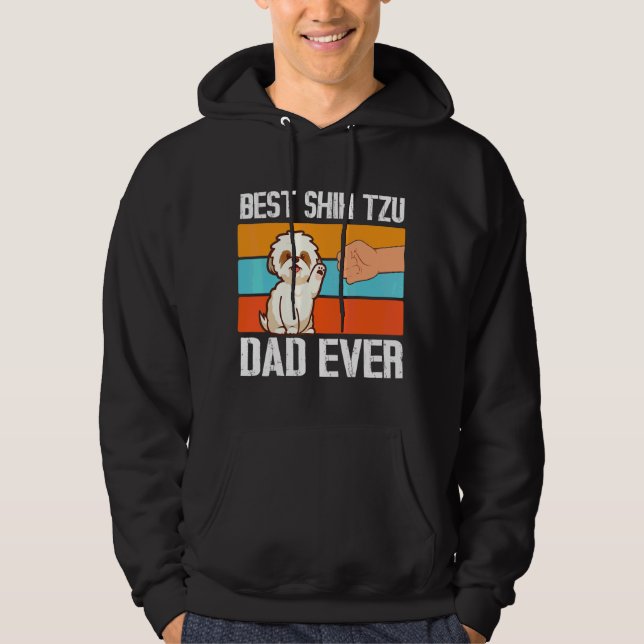 Tass to Hand Best Shih Tzu Hund Pappa nånsin Lyckl Hoodie (Framsida)