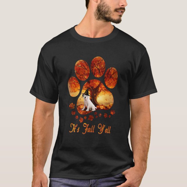 Tass Träd Det är Fall Y'all Halloween White Boxer T Shirt (Framsida)