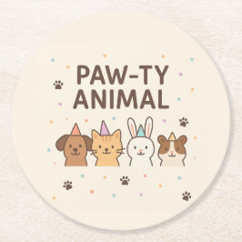 Tass-ty Animal Cute Pet Birthday Underlägg Papper Rund