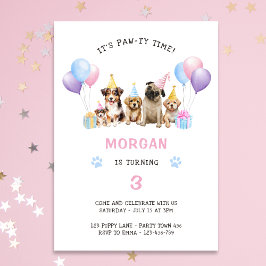 Tass ty Hund Birthday Watercolor Inbjudningar