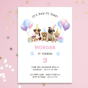 Tass ty Hund Birthday Watercolor Inbjudningar