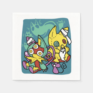 Tass-vänlig Monstrous Cats Halloween Pappersservett