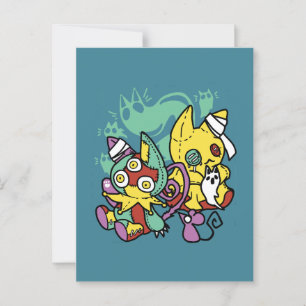 Tass-vänlig   Monstrous Cats Halloween Vykort
