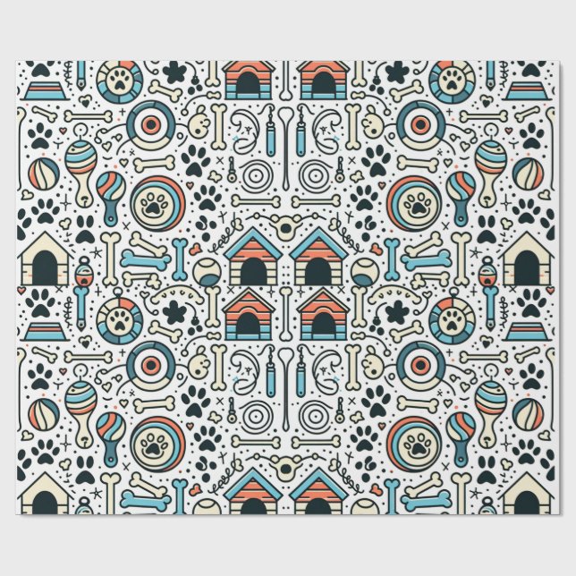 Tass-vissa Hund-Thed Wrapping Papper för Djurälska Presentpapper (Platt)