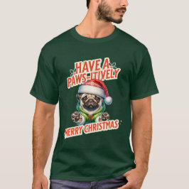 Tassar aktivt God jul Pug Helgdag T Shirt