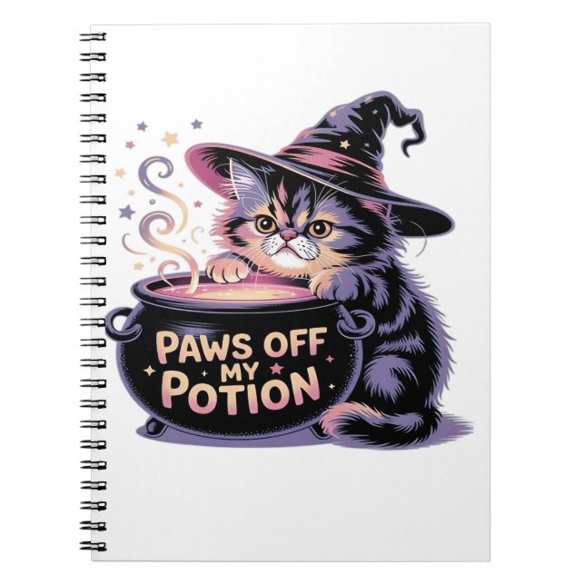 Tassar av min position, Kawaii Halloween Witch Cat Anteckningsbok (Framsidan)