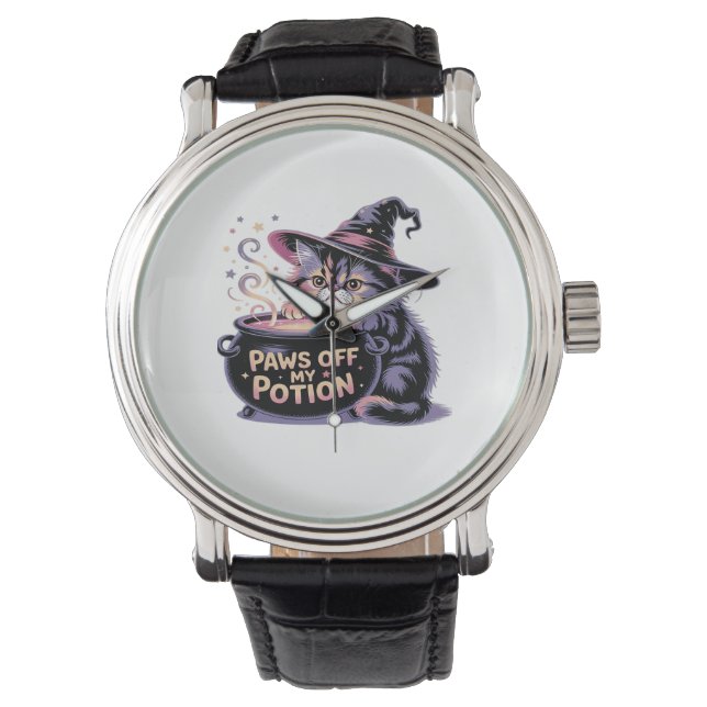Tassar av min position, Kawaii Halloween Witch Cat Armbandsur (Framsida)