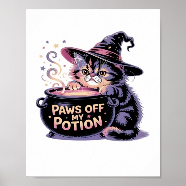 Tassar av min position, Kawaii Halloween Witch Cat Poster (Framsidan)
