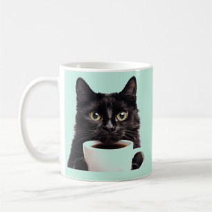 Tassar av mitt kaffe, svart katt, Mint Färg, Anpas Kaffemugg