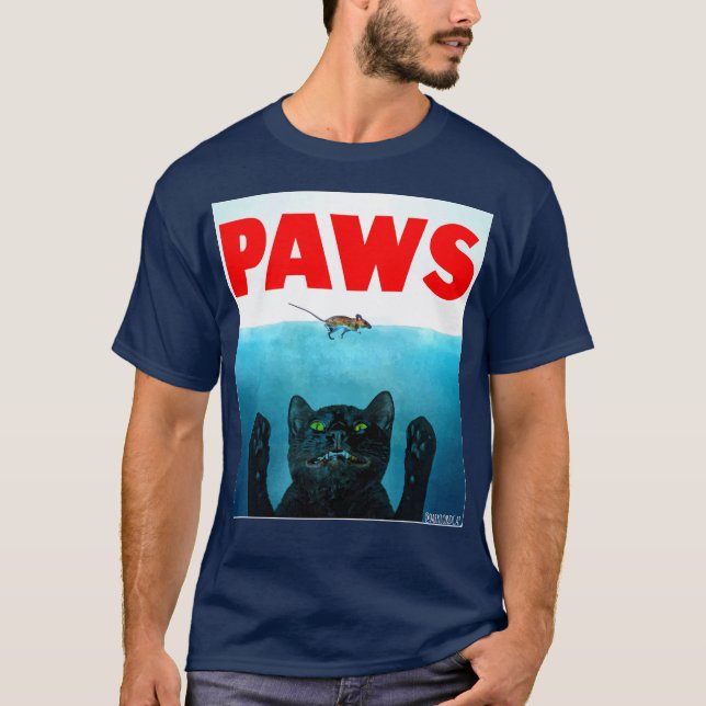 Tassar Cat Jaws Funny Movie Parody T Shirt (Framsida)