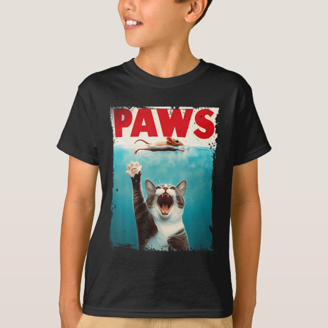 Tassar Cat Mouse Parody Cat Shark Chasing Mouse Ki T Shirt (Framsida)