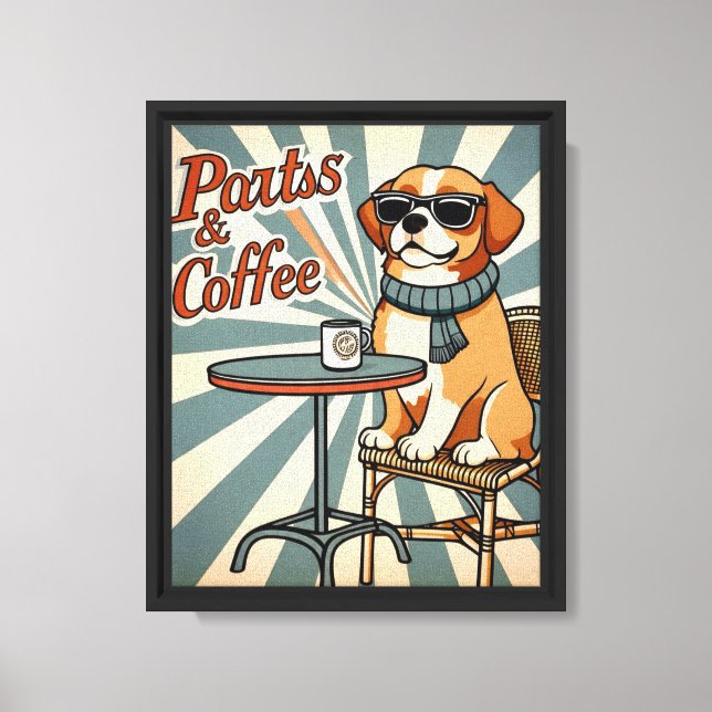 "Tassar & Coffee Retro Kanvastryck - Coola Hund Ca (Framsida)