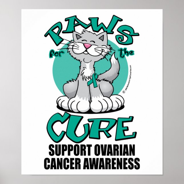 Tassar för Cure Cat Ovarian Cancer Poster (Framsidan)