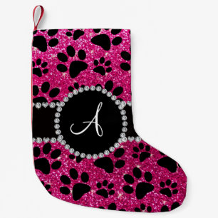Tassar för hund för glitter för Monogramneonsho Liten Julstrumpa