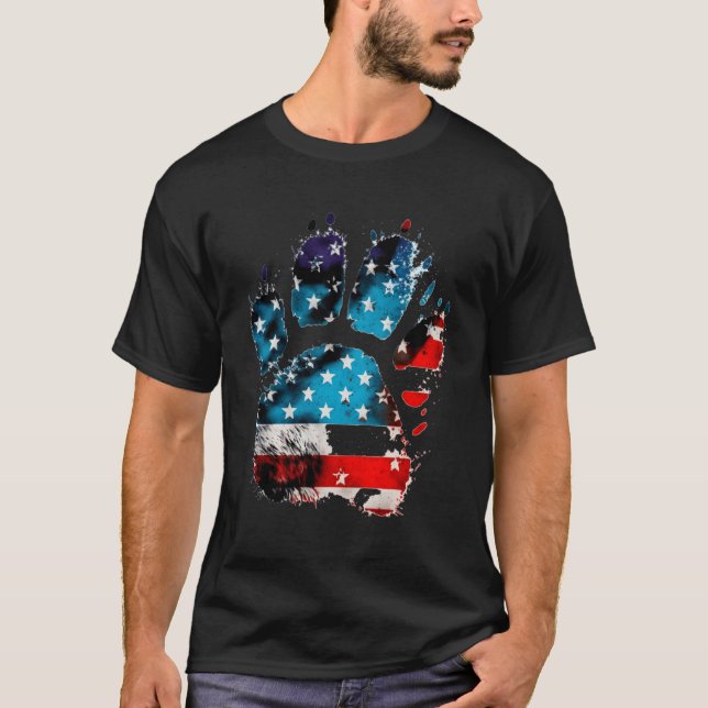 Tassar för patriotism Katt Tassar på USA flagga fö T Shirt (Framsida)