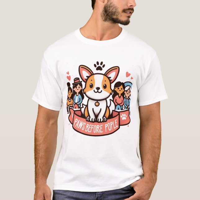 Tassar före Rolig hund Älskare-grafik T Shirt (Framsida)