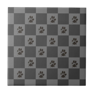 Tassar Hund PC Checkerboard Mörk Grått Kakelplatta