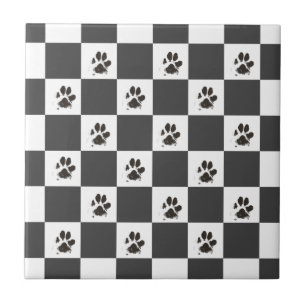 Tassar Hund Pet Checkerboard Black White Kakelplatta