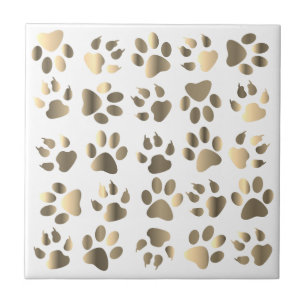 Tassar Hund Pet Taupe Beige Guld Tile Kakelplatta