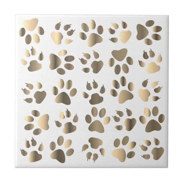 Tassar Hund Pet Taupe Beige Guld Tile Kakelplatta (Framsidan)