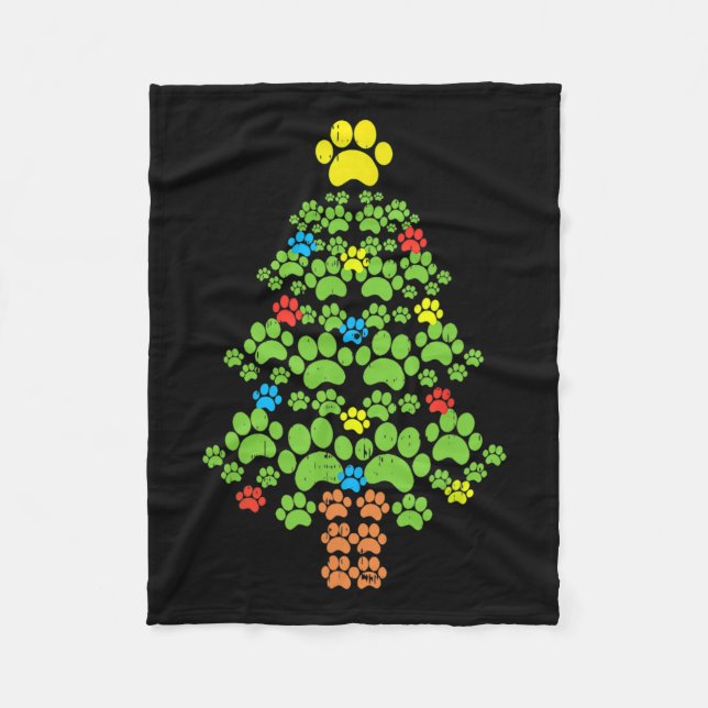 Tassar Julgran Hund eller katt med tomten Ljus F Fleecefilt (Framsidan)