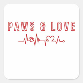 Tassar & Kärlek Cute Djurälskare Typography Animal Fyrkantigt Klistermärke