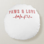Tassar & Kärlek Cute Djurälskare Typography Animal Rund Kudde<br><div class="desc">Visa kärlek för vänner i håriget med den här söta typografidesignen "Tassar och Kärlek" som är ett matematiskt tema.</div>