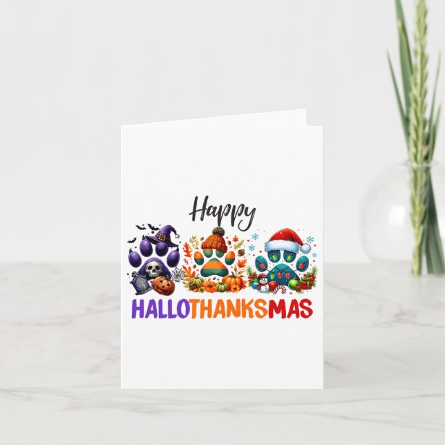 Tassar Lycklig Hallothanksmas Halloween Thanksgivi Kort (Framsida)