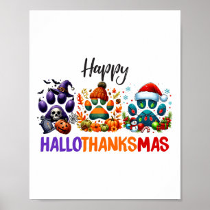 Tassar Lycklig Hallothanksmas Halloween Thanksgivi Poster