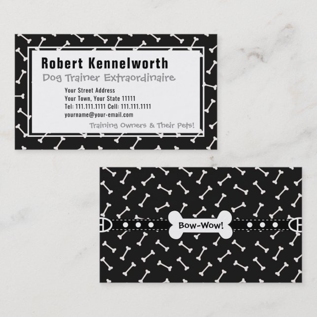 Tassar och Bones Funny Design för Hundälskare Visitkort (Fram/baksida)