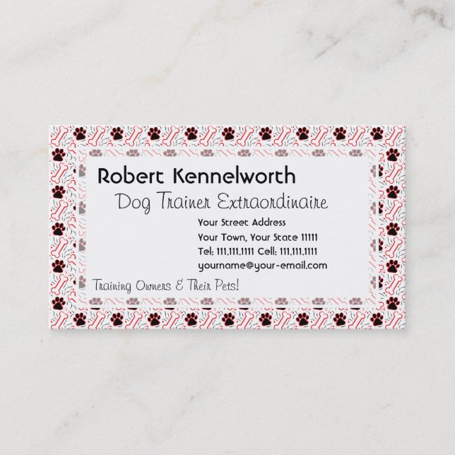 Tassar och Bones Funny Design för Hundälskare Visitkort (Framsida)