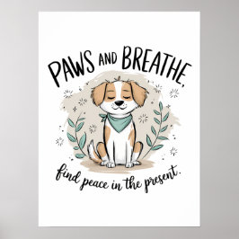Tassar och Breathe - Mindful Meditation Hund desig Poster